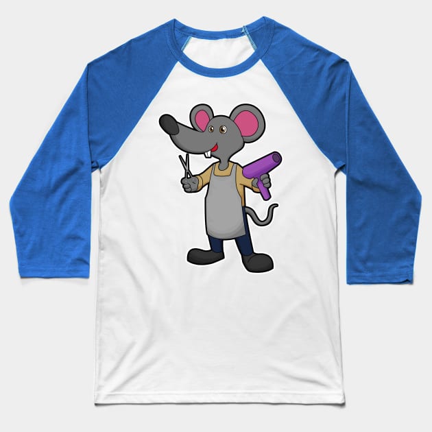 Mouse as Hairdresser with Scissors & Hair dryer Baseball T-Shirt by Markus Schnabel